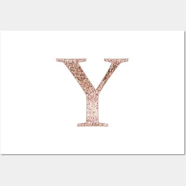 Y rose gold glitter monogram letter Wall Art by RoseAesthetic